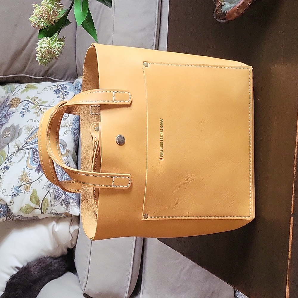 Portland leather good mini crossbody tote in Sunflower brand new